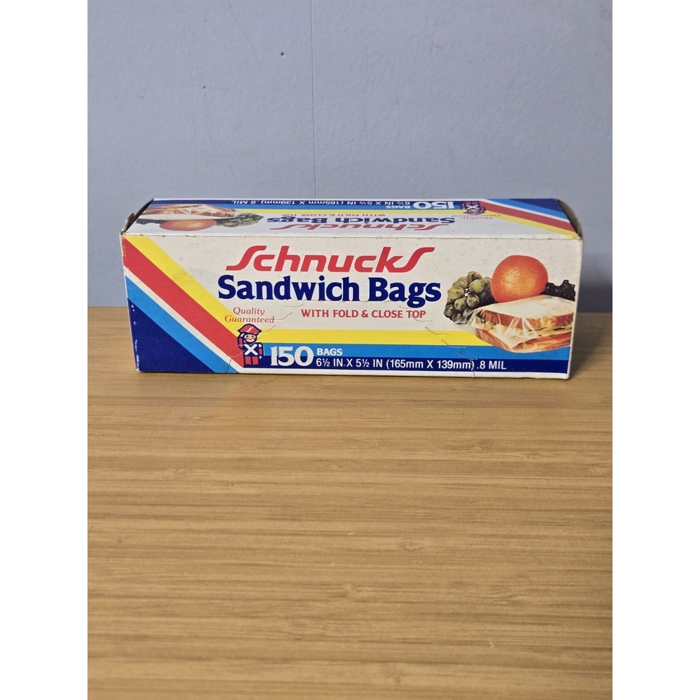 Vintage Schnucks‎ Sandwich Bags. 150 Fold & Close Bags 6.5"x 6.5". SEALED